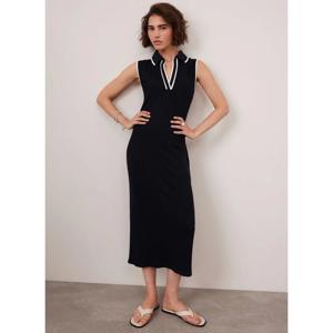 Mint Velvet Navy Jersey Sleeveless Polo Midi Dress